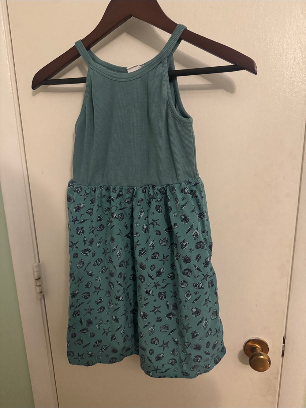 GAP Seafoam Green Sleeveless Dress with Shell Print